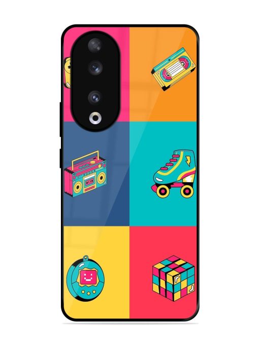 90S Throwback Grid Glossy Soft Edge Case for Honor 90 Chachhi