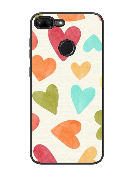 Watercolor Hearts Glossy Soft Edge Case for Honor 9 Lite Chachhi