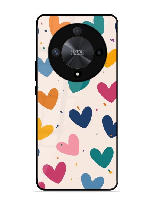 Rainbow Hearts Glossy Soft Edge Case for Honor X9b (5G) Chachhi