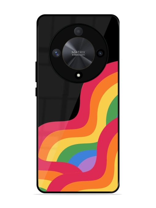 Wavy Rainbow Glossy Soft Edge Case for Honor X9b (5G) Chachhi