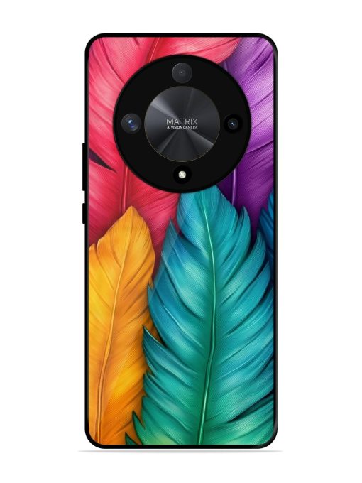 Rainbow Feathers Glossy Soft Edge Case for Honor X9b (5G) Chachhi