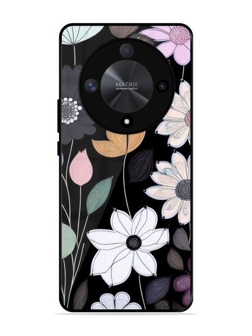 Whimsical Blooms On Black Glossy Soft Edge Case for Honor X9b (5G)