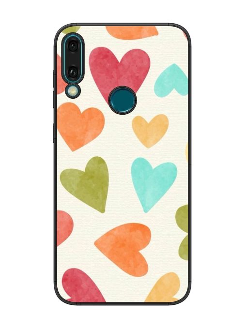 Watercolor Hearts Glossy Soft Edge Case for Honor Y9 (2019) Chachhi