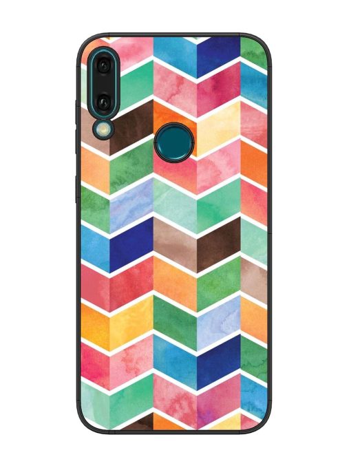 Watercolor Chevron Whimsy Glossy Soft Edge Case for Honor Y9 (2019) Chachhi