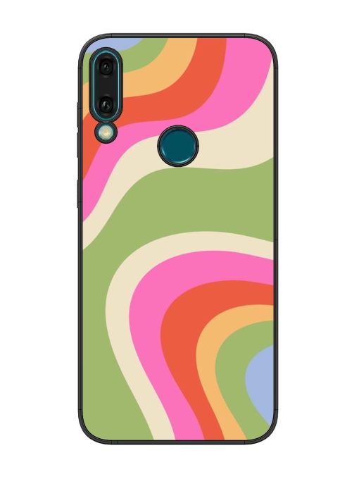 Wavy Rainbow Wonderland Glossy Soft Edge Case for Honor Y9 (2019) Chachhi