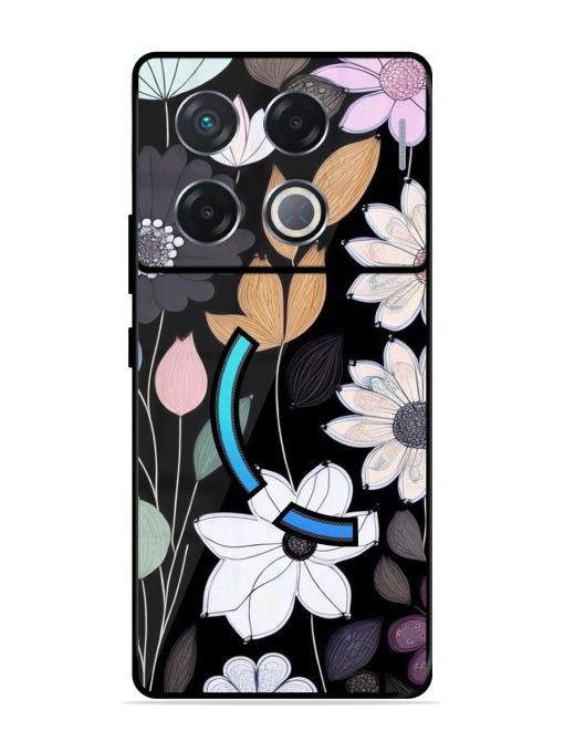 Whimsical Blooms On Black Glossy Soft Edge Case for Infinix Gt 20 Pro (5G) Chachhi