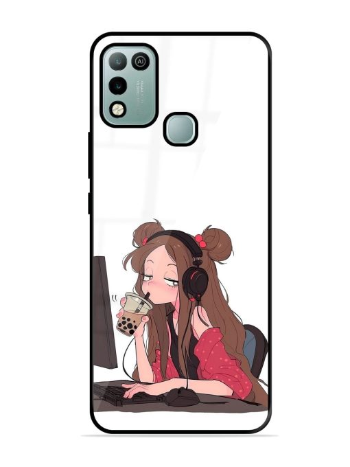 Girl Playing On Pc Glossy Soft Edge Case for Infinix Hot 10 Play Chachhi