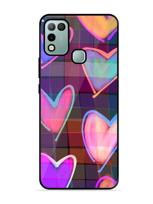 Neon Hearts Glossy Soft Edge Case for Infinix Hot 10 Play