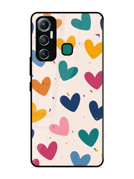 Rainbow Hearts Glossy Soft Edge Case for Infinix Hot 11 (2021)