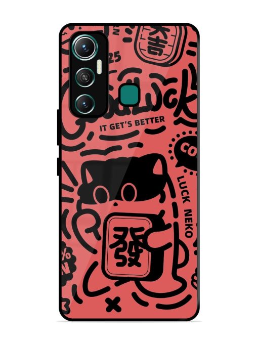 Lucky Cat Doodle Glossy Soft Edge Case for Infinix Hot 11 (2021)