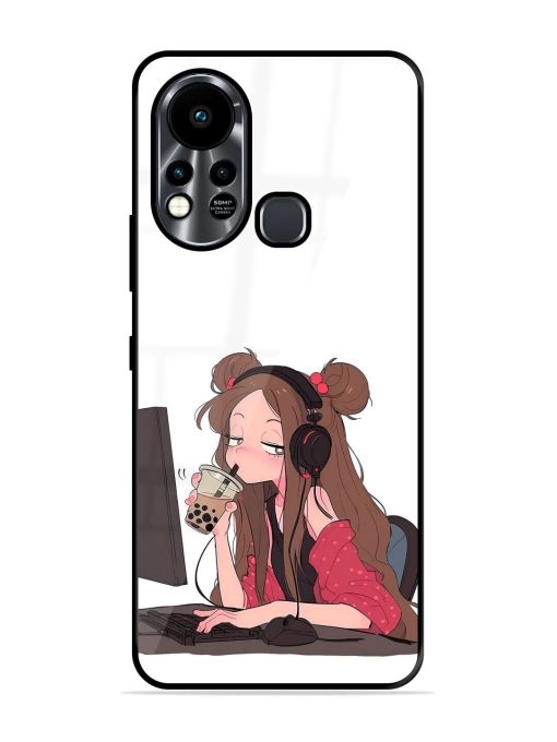 Girl Playing On Pc Glossy Soft Edge Case for Infinix Hot 11S Chachhi