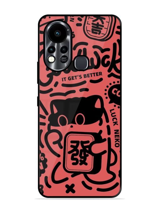 Lucky Cat Doodle Glossy Soft Edge Case for Infinix Hot 11S Chachhi