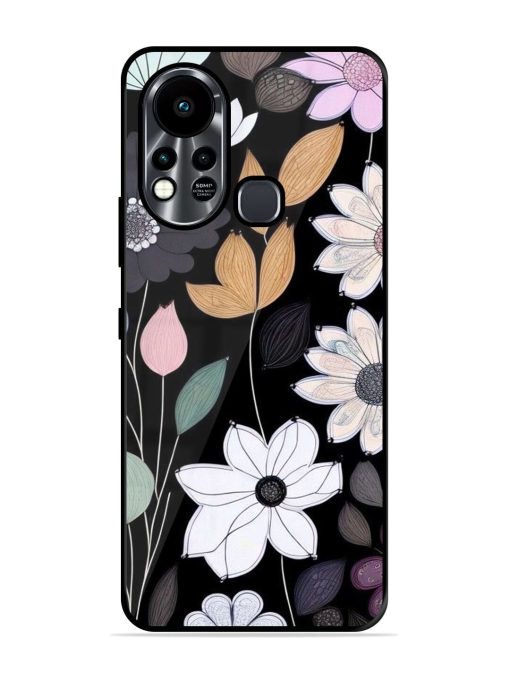 Whimsical Blooms On Black Glossy Soft Edge Case for Infinix Hot 11S Chachhi