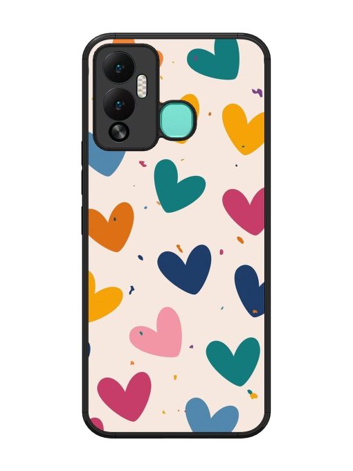 Rainbow Hearts Glossy Soft Edge Case for Infinix Hot 12 Play