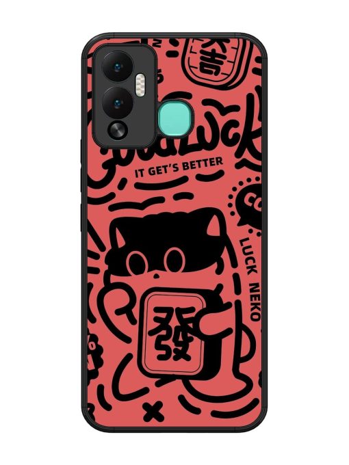 Lucky Cat Doodle Glossy Soft Edge Case for Infinix Hot 12 Play Chachhi