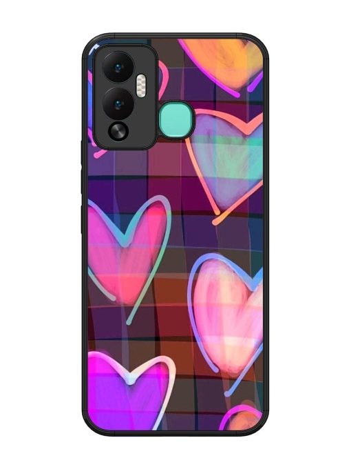 Neon Hearts Glossy Soft Edge Case for Infinix Hot 12 Play Chachhi