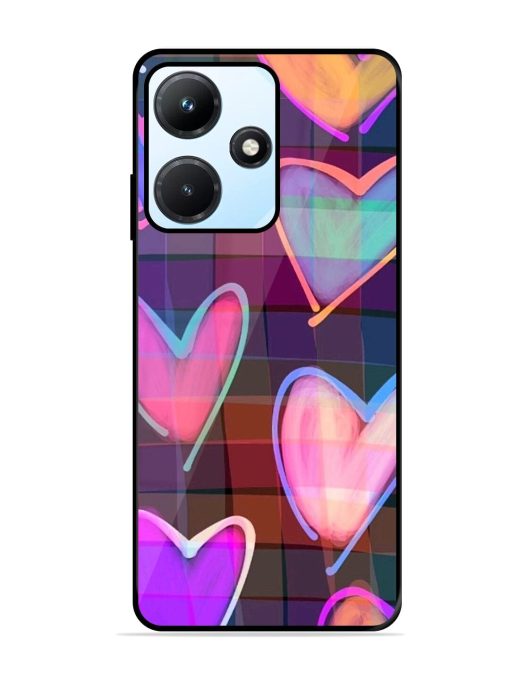 Neon Hearts Glossy Soft Edge Case for Infinix Hot 30I Chachhi