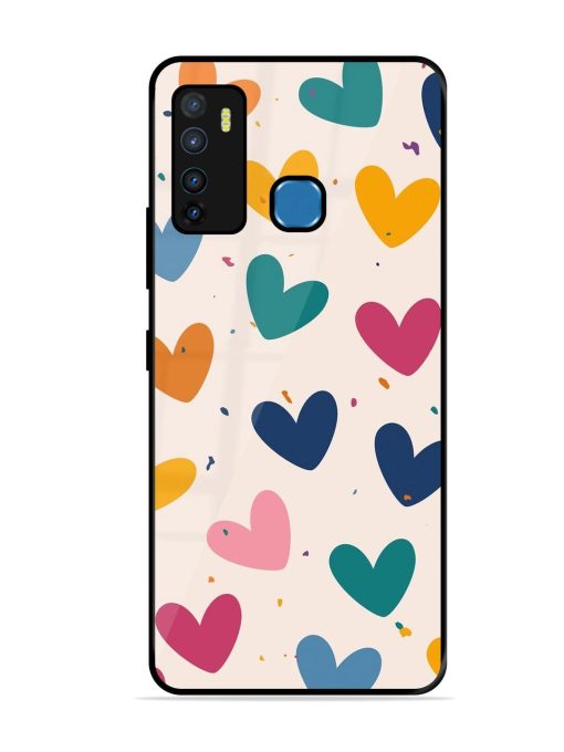 Rainbow Hearts Glossy Soft Edge Case for Infinix Hot 9 Chachhi