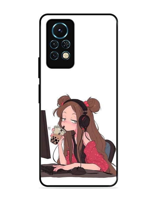 Girl Playing On Pc Glossy Soft Edge Case for Infinix Note 11S Chachhi