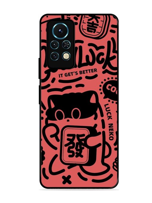 Lucky Cat Doodle Glossy Soft Edge Case for Infinix Note 11S Chachhi