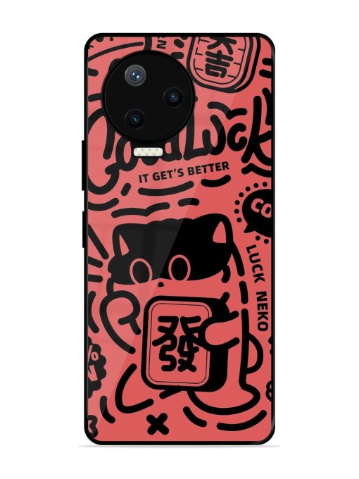 Lucky Cat Doodle Glossy Soft Edge Case for Infinix Note 12 Pro (4G) Chachhi