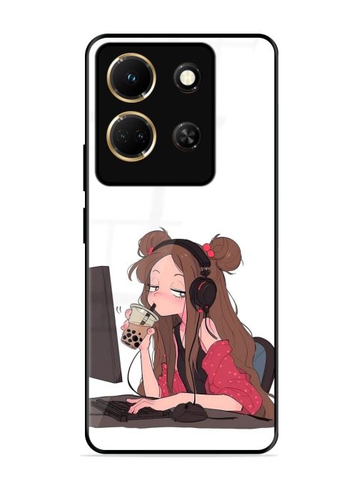 Girl Playing On Pc Glossy Soft Edge Case for Infinix Note 30 (5G) Chachhi