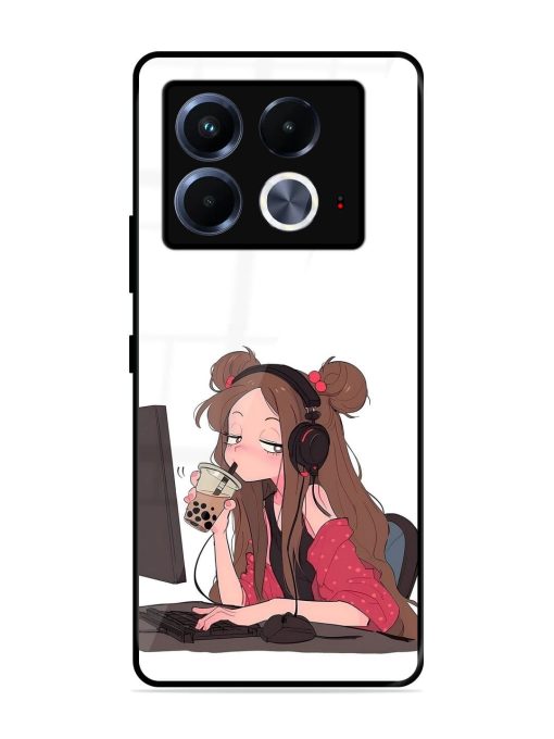 Girl Playing On Pc Glossy Soft Edge Case for Infinix Note 40 (5G) Chachhi