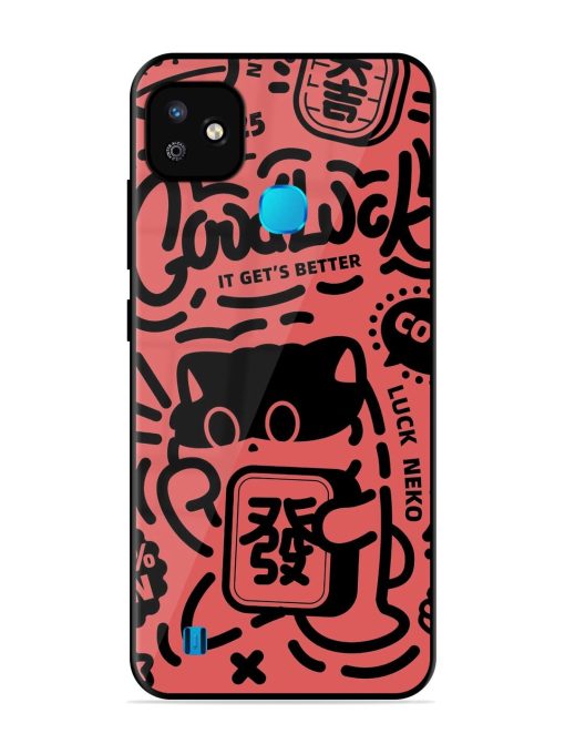 Lucky Cat Doodle Glossy Soft Edge Case for Infinix Smart Hd (2021)