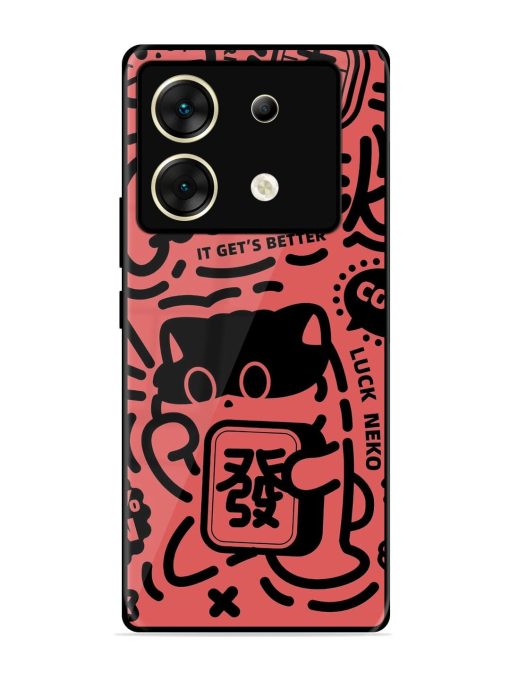 Lucky Cat Doodle Glossy Soft Edge Case for Infinix Zero 30 (5G)