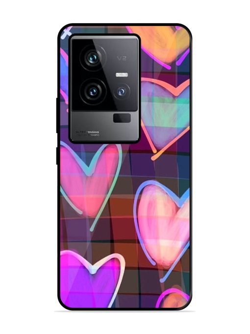 Neon Hearts Glossy Soft Edge Case for Iqoo 11 (5G) Chachhi