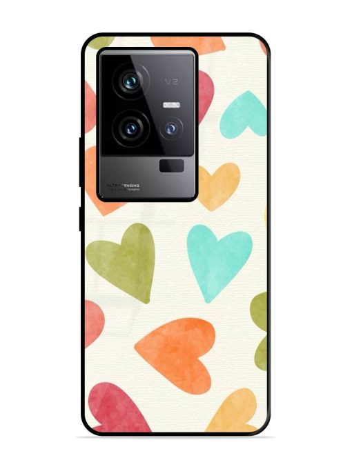 Watercolor Hearts Glossy Soft Edge Case for Iqoo 11 (5G) Chachhi