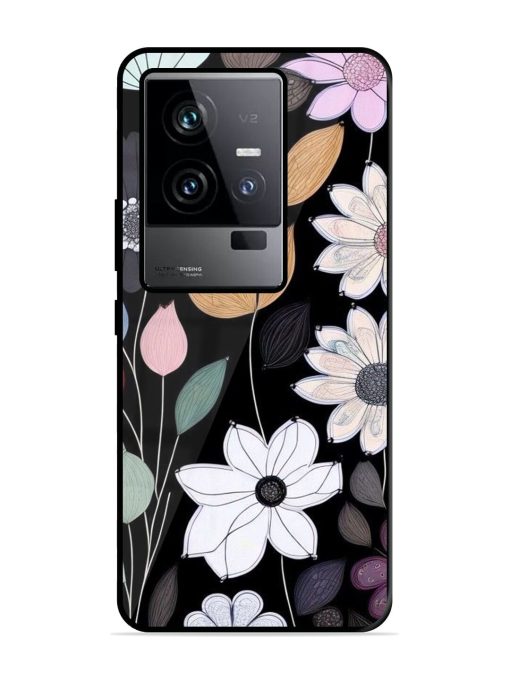 Whimsical Blooms On Black Glossy Soft Edge Case for Iqoo 11 (5G) Chachhi