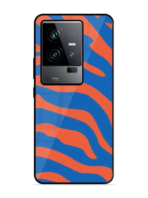 Zebra Stripes In Blue And Orange Glossy Soft Edge Case for Iqoo 11 (5G) Chachhi