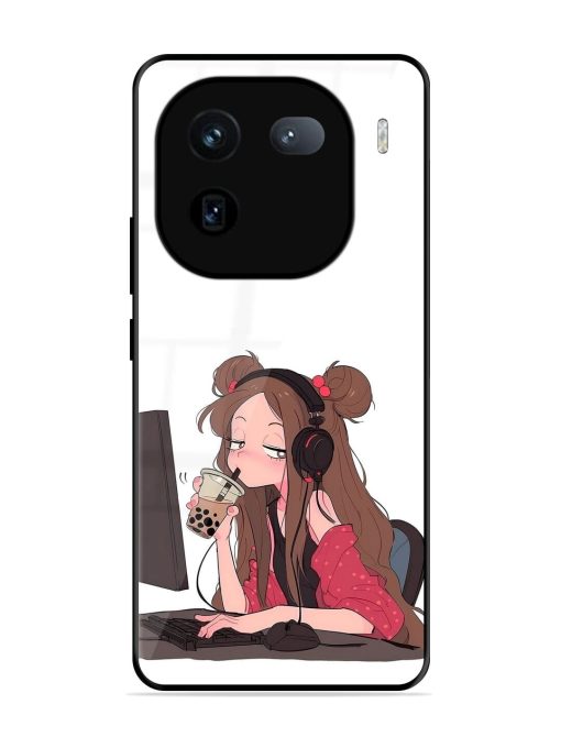 Girl Playing On Pc Glossy Soft Edge Case for Iqoo 12 (5G) Chachhi