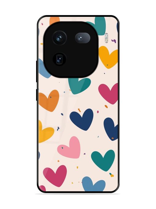 Rainbow Hearts Glossy Soft Edge Case for Iqoo 12 (5G) Chachhi