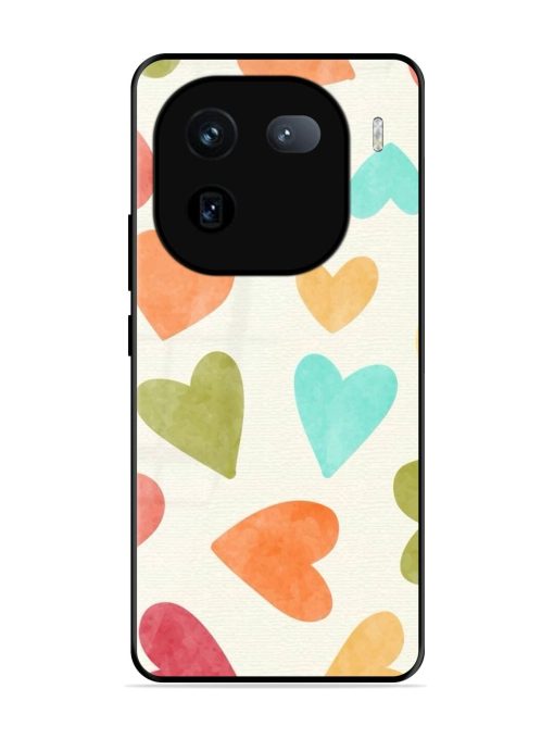 Watercolor Hearts Glossy Soft Edge Case for Iqoo 12 (5G) Chachhi