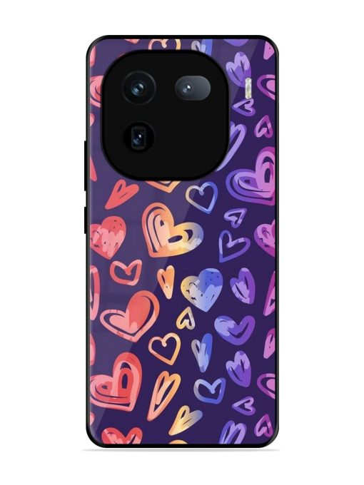 Rainbow Hearts Glossy Soft Edge Case for Iqoo 12 (5G) Chachhi