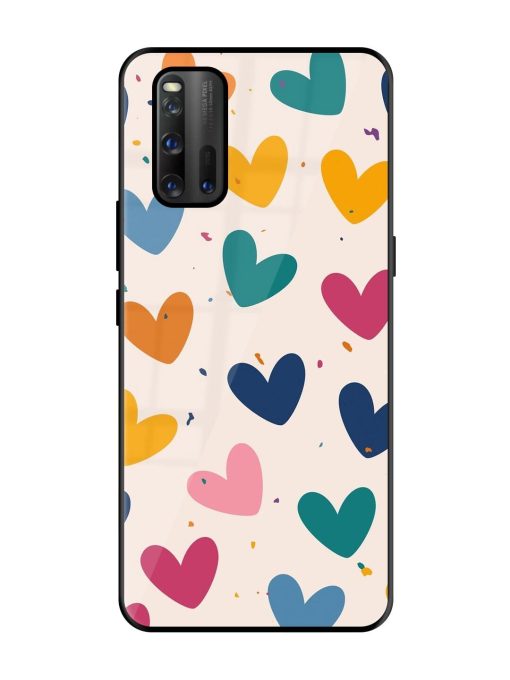 Rainbow Hearts Glossy Soft Edge Case for Iqoo 3 Chachhi