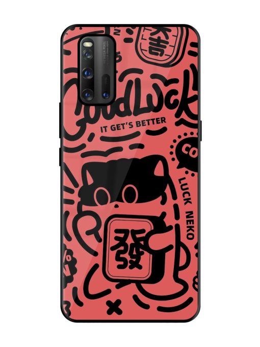 Lucky Cat Doodle Glossy Soft Edge Case for Iqoo 3