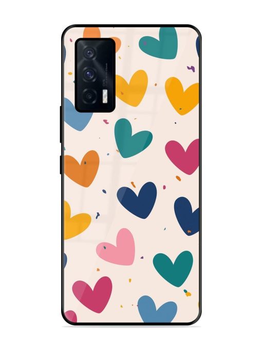 Rainbow Hearts Glossy Soft Edge Case for Iqoo 7 (5G) Chachhi