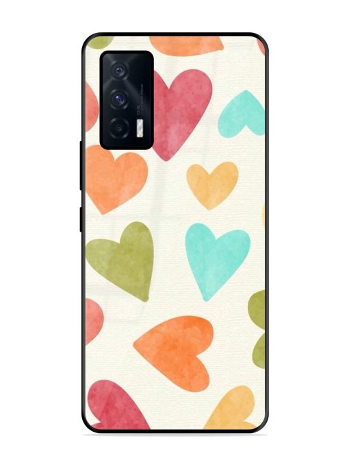 Watercolor Hearts Glossy Soft Edge Case for Iqoo 7 (5G) Chachhi