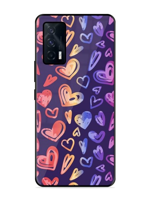 Rainbow Hearts Glossy Soft Edge Case for Iqoo 7 (5G) Chachhi