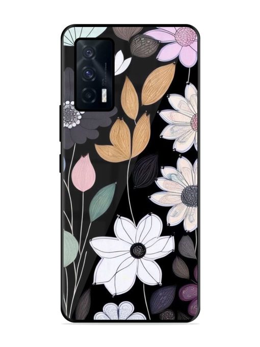 Whimsical Blooms On Black Glossy Soft Edge Case for Iqoo 7 (5G) Chachhi