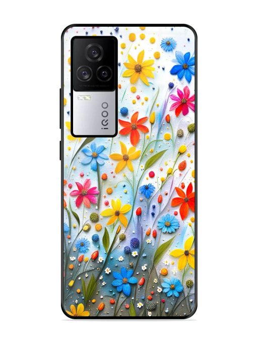 Vibrant Floral Glossy Soft Edge Case for Iqoo 7 Legend (5G)