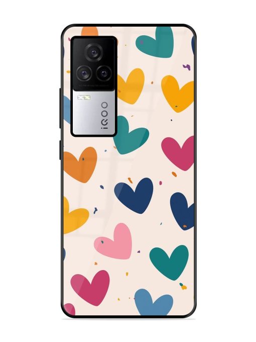 Rainbow Hearts Glossy Soft Edge Case for Iqoo 7 Legend (5G)