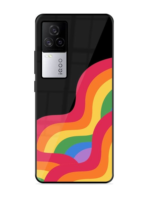 Wavy Rainbow Glossy Soft Edge Case for Iqoo 7 Legend (5G) Chachhi