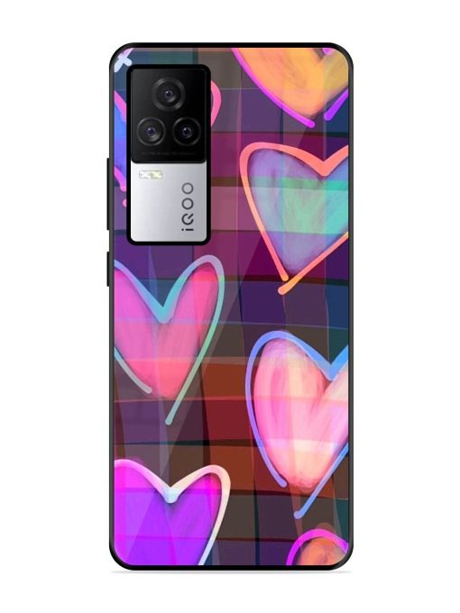 Neon Hearts Glossy Soft Edge Case for Iqoo 7 Legend (5G) Chachhi