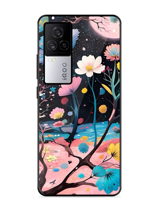 Cosmic Bloom Glossy Soft Edge Case for Iqoo 7 Legend (5G) Chachhi