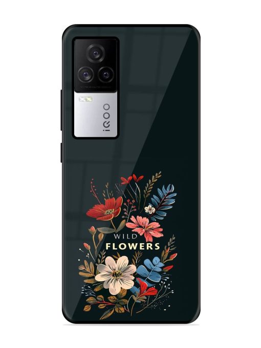 Dark Floral Glossy Soft Edge Case for Iqoo 7 Legend (5G) Chachhi