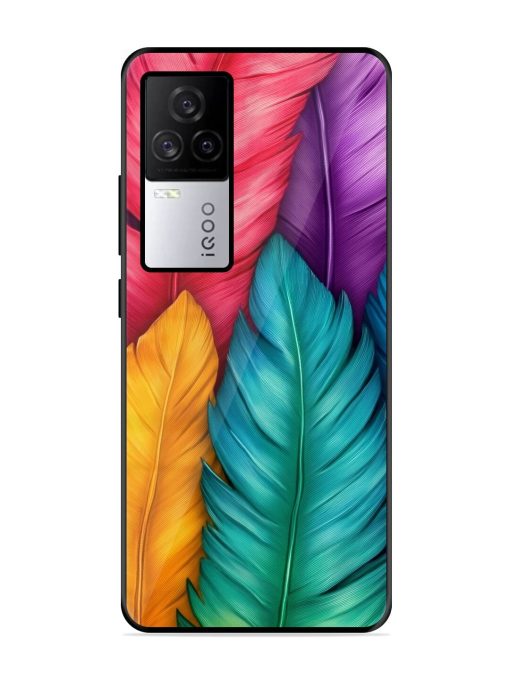 Rainbow Feathers Glossy Soft Edge Case for Iqoo 7 Legend (5G) Chachhi